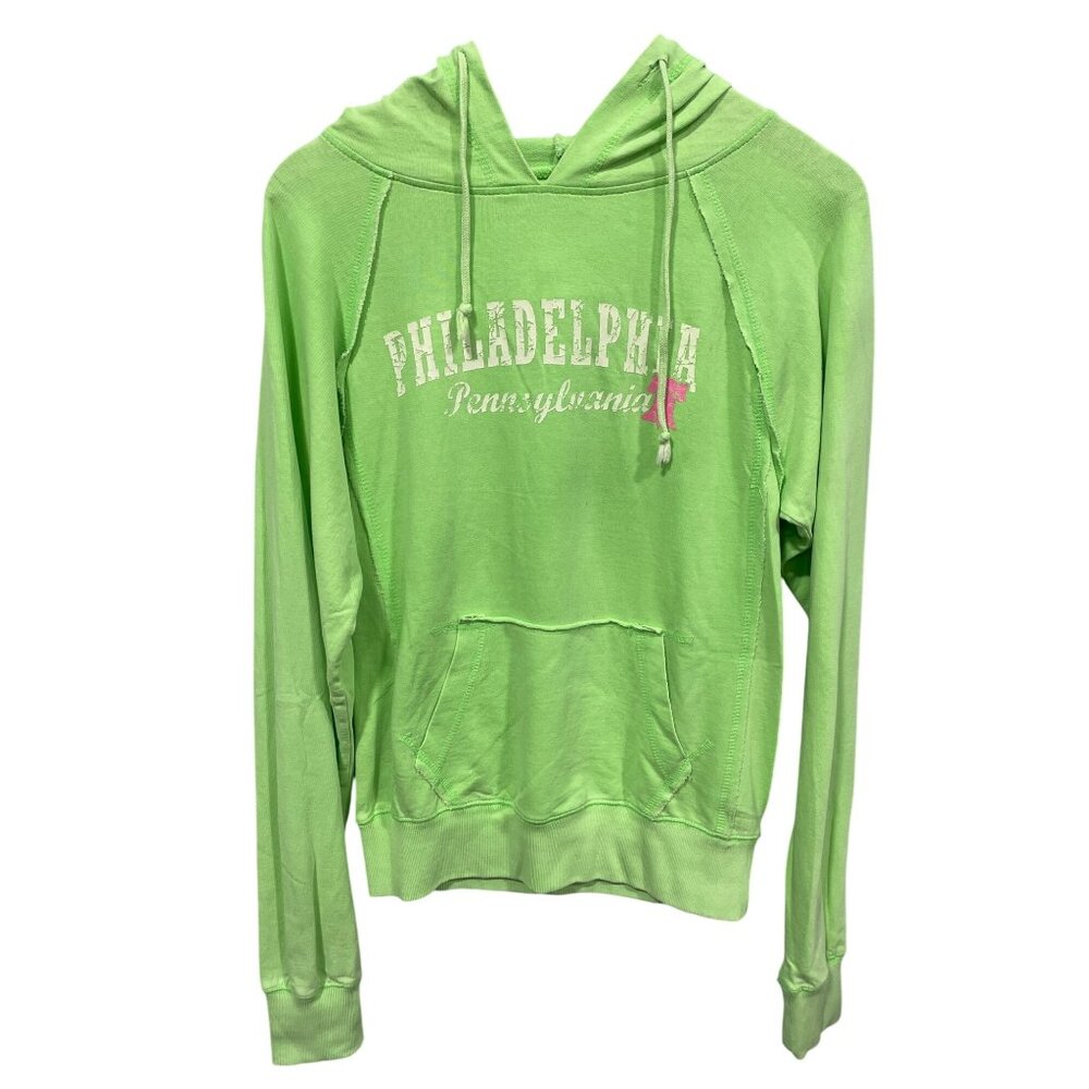 Rag Wear USA Philadelphia Pennsylvania Pullover Hoodie Women L Lime Green Active